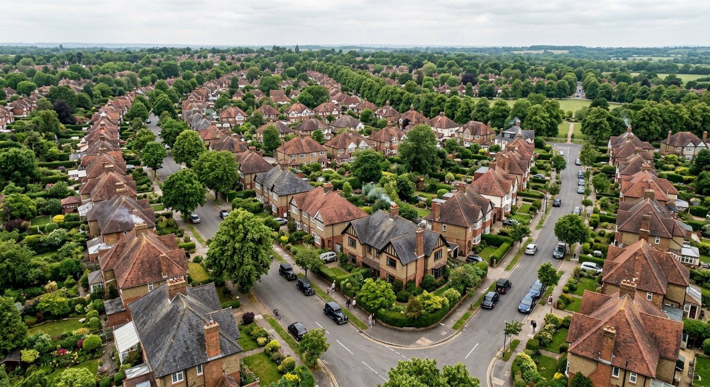 Rooftops in Letchworth Garden City Hertfordshire